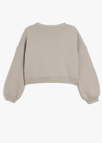 KOTON свитшот надпись серый кэжуал хлопок, трикотаж с начесом