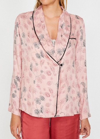 Светло-розовая домашний рубашка с цветами KOTON