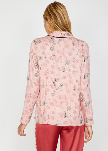 Светло-розовая домашний рубашка с цветами KOTON