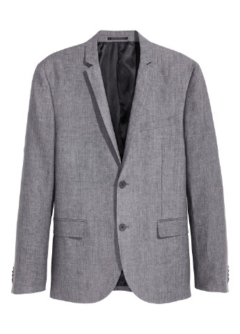 Пиджак H&M с длинным рукавом меланж серый деловой