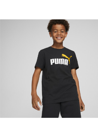 Чорна демісезонна дитяча футболка essentials+ two-tone logo youth tee Puma