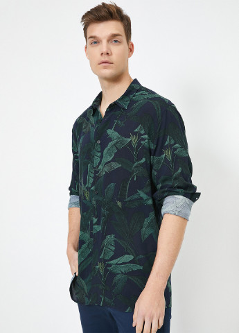 Темно-зеленая кэжуал рубашка с рисунком KOTON