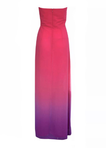 Фуксиновое (цвета Фуксия) вечернее шифоновое макси платье а-силуэт, с открытыми плечами, бандо Jane Norman градиентное ("омбре")