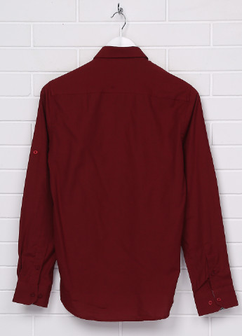 Бордовая кэжуал рубашка однотонная Zuiki с длинным рукавом
