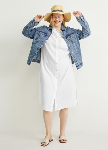 Белое кэжуал платье рубашка C&A однотонное