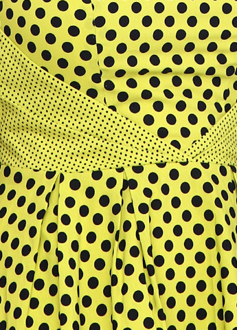 Лимонно-зеленое кэжуал платье Sassofono в горошек
