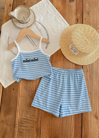 Блакитний літній костюм (майка, шорти) SHEIN