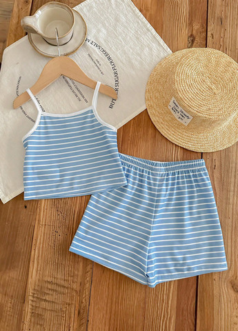 Блакитний літній костюм (майка, шорти) SHEIN