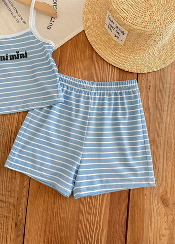 Блакитний літній костюм (майка, шорти) SHEIN