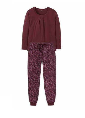 Бордовая всесезон пижама (лонгслив, брюки) лонгслив + брюки Esmara