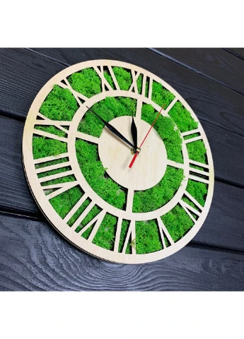 Деревянные настенные часы со стабилизированным мхом 7Arts (253566917)