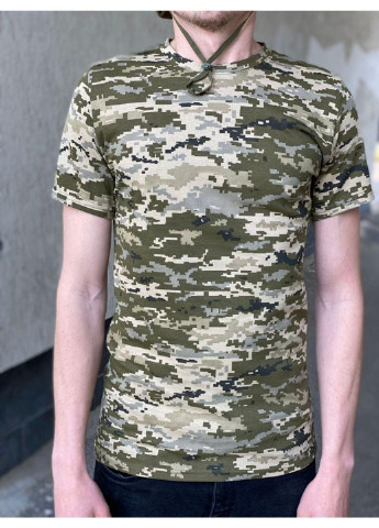 Хакі (оливкова) футболка чоловіча тактична піксель світлий зсу 52 р 6577 хакі No Brand