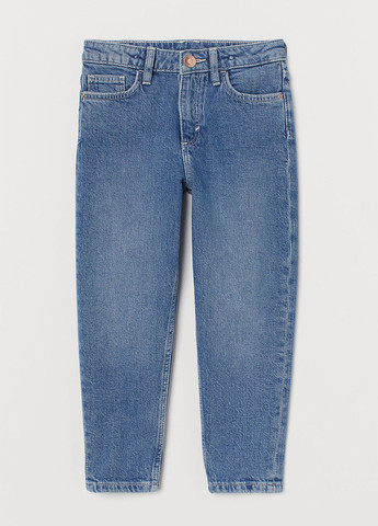 Синие демисезонные мом фит джинсы H&M