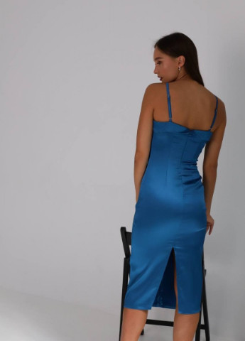 Синее вечернее платье футляр Sob однотонное