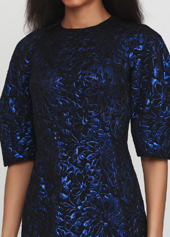 Темно-синя коктейльна сукня коротка Olga Shyrai for PUBLIC&PRIVATE з квітковим принтом