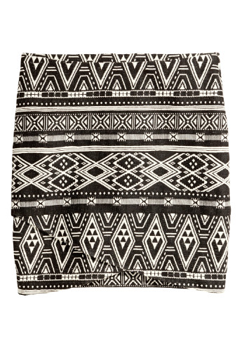 Черно-белая кэжуал с геометрическим узором юбка H&M на запах