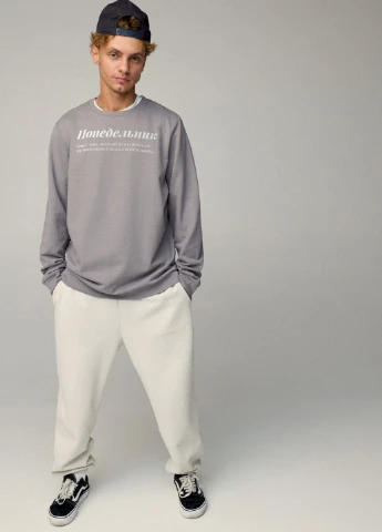 Сірий світшот чоловічий oversize /no flis/ YAPPI (252258932)