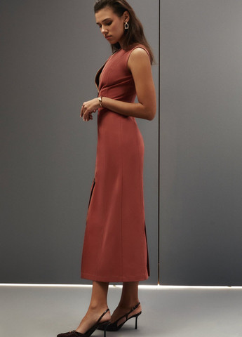 Терракотовое кэжуал платье силуэтная Gepur однотонное