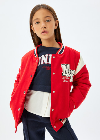 KOTON світшот колор блок темно-синій кежуал поліестер