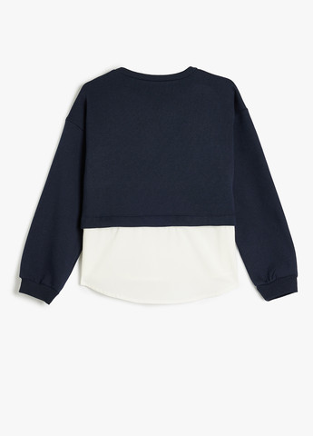 KOTON світшот колор блок темно-синій кежуал поліестер