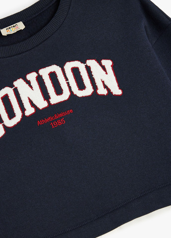 KOTON світшот колор блок темно-синій кежуал поліестер