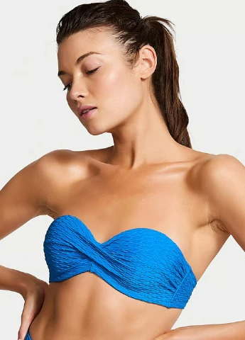 Синий летний купальник (лиф, трусики) бандо, раздельный Victoria's Secret