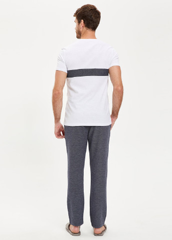 Комплект(футболка, брюки) DeFacto футболка + брюки синяя домашняя трикотаж, хлопок