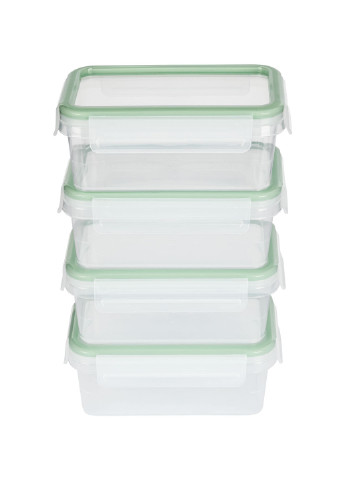 Набір харчових контейнерів із герметичними кришками прямокутні 4 шт. прозорий-зелений Ernesto (256244481)
