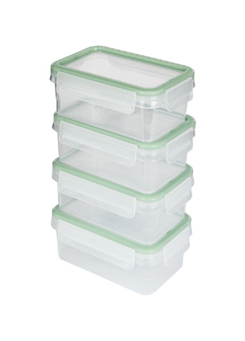 Набор пищевых контейнеров с герметичными крышками прямоугольные 4 шт прозрачный-зеленый Ernesto (256244481)