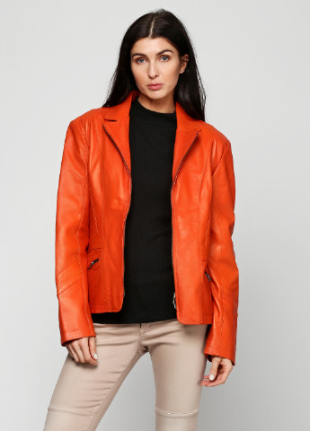 Оранжевая демисезонная куртка кожаная JULIA