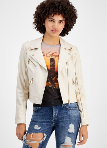 Молочна демісезонна куртка косуха Guess