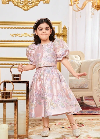 Пудровий літній костюм (блуза, спідниця) SHEIN