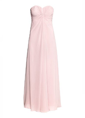 Пудровое вечернее платье бандо, с открытыми плечами H&M однотонное