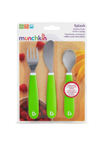 Набор детской посуды Splash из нержавеющей стали 3 предмета Зеленый Munchkin (252233448)