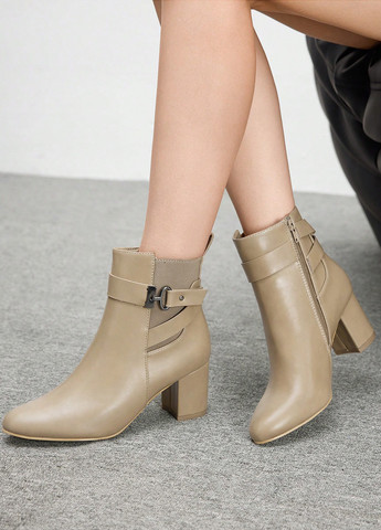 Осенние ботильоны SHEIN с пряжкой из искусственной кожи