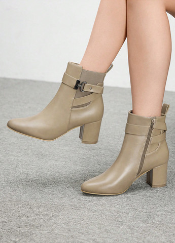 Осенние ботильоны SHEIN с пряжкой из искусственной кожи