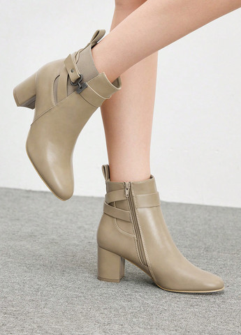 Осенние ботильоны SHEIN с пряжкой из искусственной кожи