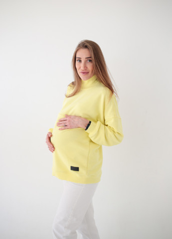 Свитшот для беременных и кормящих мам Sorelle - крой однотонный желтый кэжуал - (219799323)