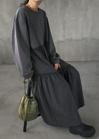 Сіра кежуал сукня сукня-світшот SHEIN однотонна