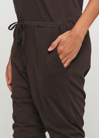 Комбинезон Wiya комбинезон-брюки надпись тёмно-коричневый кэжуал хлопок