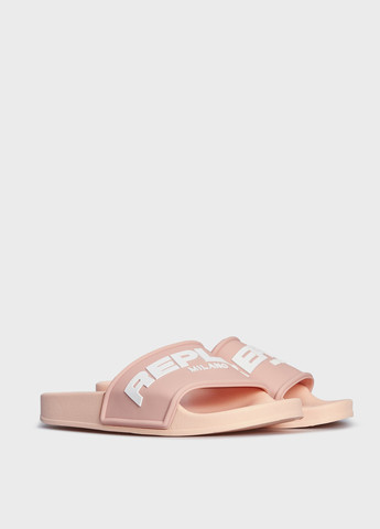 Пудровые шлепанцы Replay с логотипом