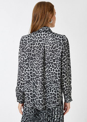 Черно-белая классическая рубашка леопардовый KOTON