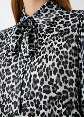 Черно-белая классическая рубашка леопардовый KOTON