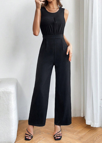 Комбінезон SHEIN комбінезон-брюки однотонний чорний кежуал поліестер