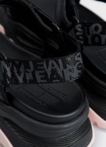 Черные босоножки Tommy Jeans на липучке с логотипом