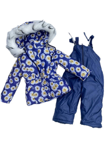Синій зимній комплект (куртка, напівкомбінезон) Модняшки