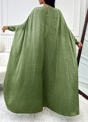 Зеленое кэжуал, вечернее платье платье-кейп SHEIN однотонное