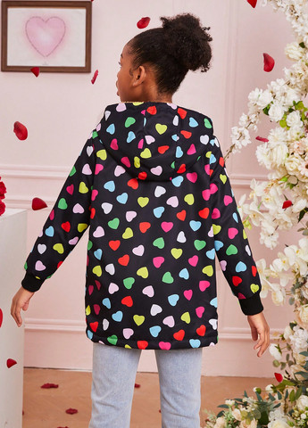 Чорне Кежуал напівпальто однобортне SHEIN сердечка