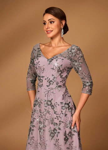 Темно-серое вечернее платье клеш SHEIN с цветочным принтом