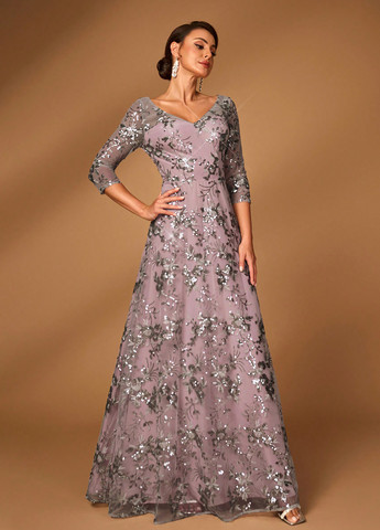 Темно-серое вечернее платье клеш SHEIN с цветочным принтом